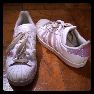 Girls white adidas sneakers